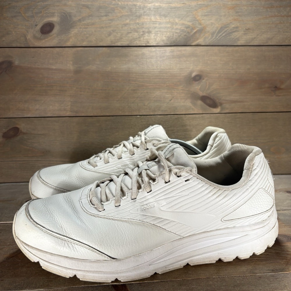 brooks addiction walker 2 mens size 14 shoes white leather walking sneakers